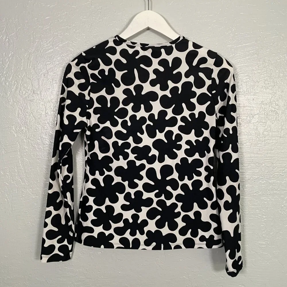 Marimekko for Target Girls S Black White Floral Rash Guard Swim Long Sleeve - Picture 6 of 7